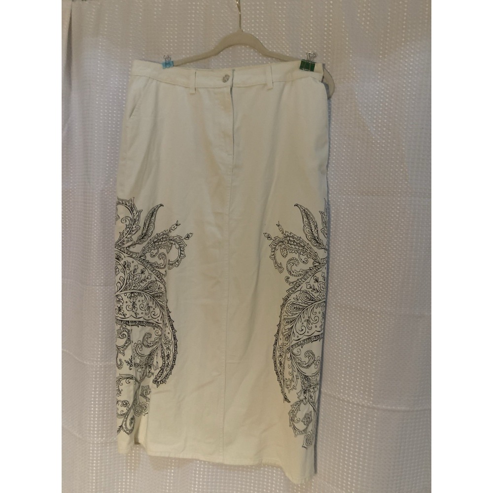 Broadway 38 Womens Size 14 Off White Long Skirt Black‎ Decoration